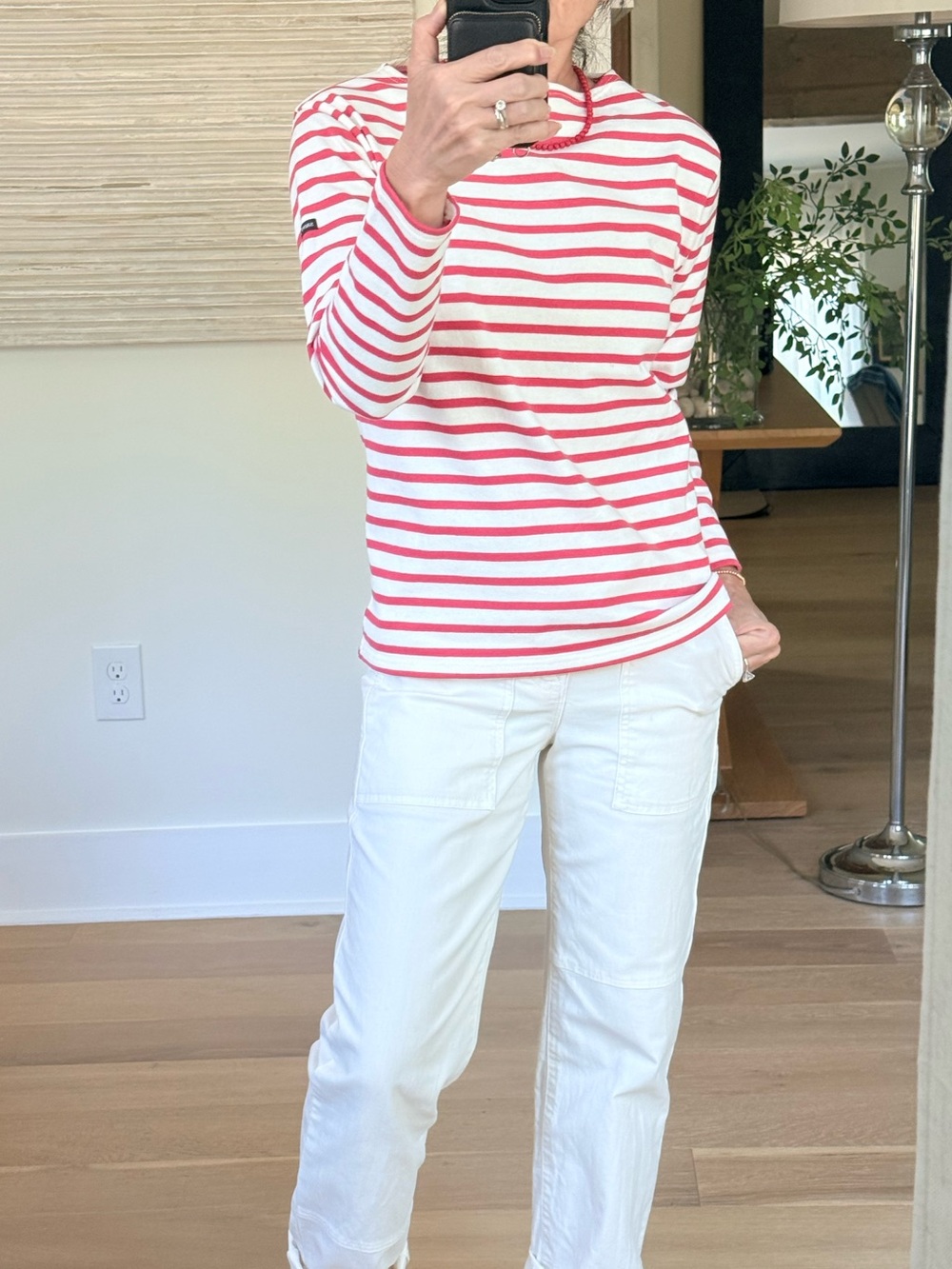 Saint James red stripe long sleeves tee shirt size XS